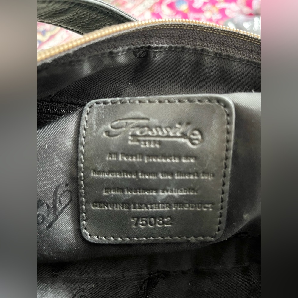 Fossil Black Leather Shoulder Bag Vintage Style 75082 - Picture 15 of 15